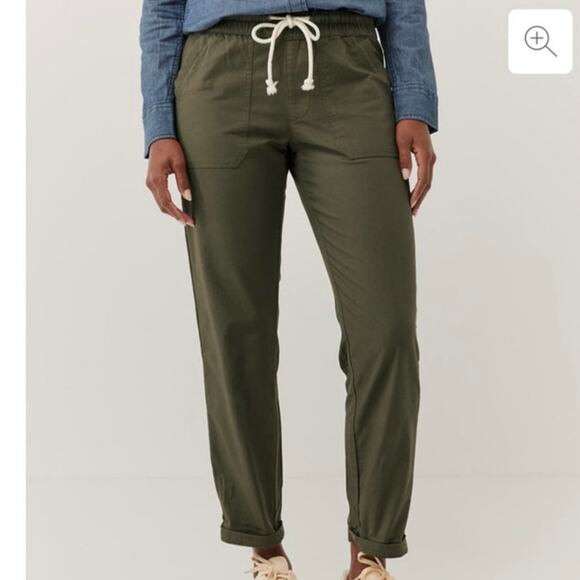 PACT Organic Cotton Twill Roll Up Drawstring Grape Leaf Green Pants, Size Small - Picture 1 of 13